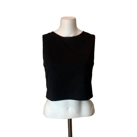 Design Lab Lord & Taylor Black Sleeveless Crop Top Size Medium Back‎ Zipper - Picture 2 of 8
